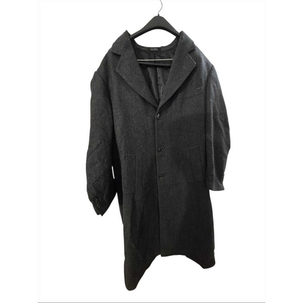 Chaps Ralph‎ Lauren Overcoat Mens 42R Gray Herringbone 100% Wool Trench Coat...
